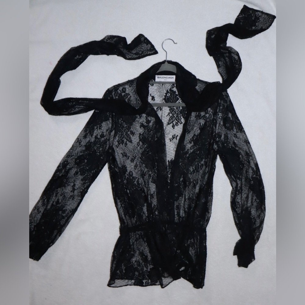Vintage Balenciaga Black Lace Blouse